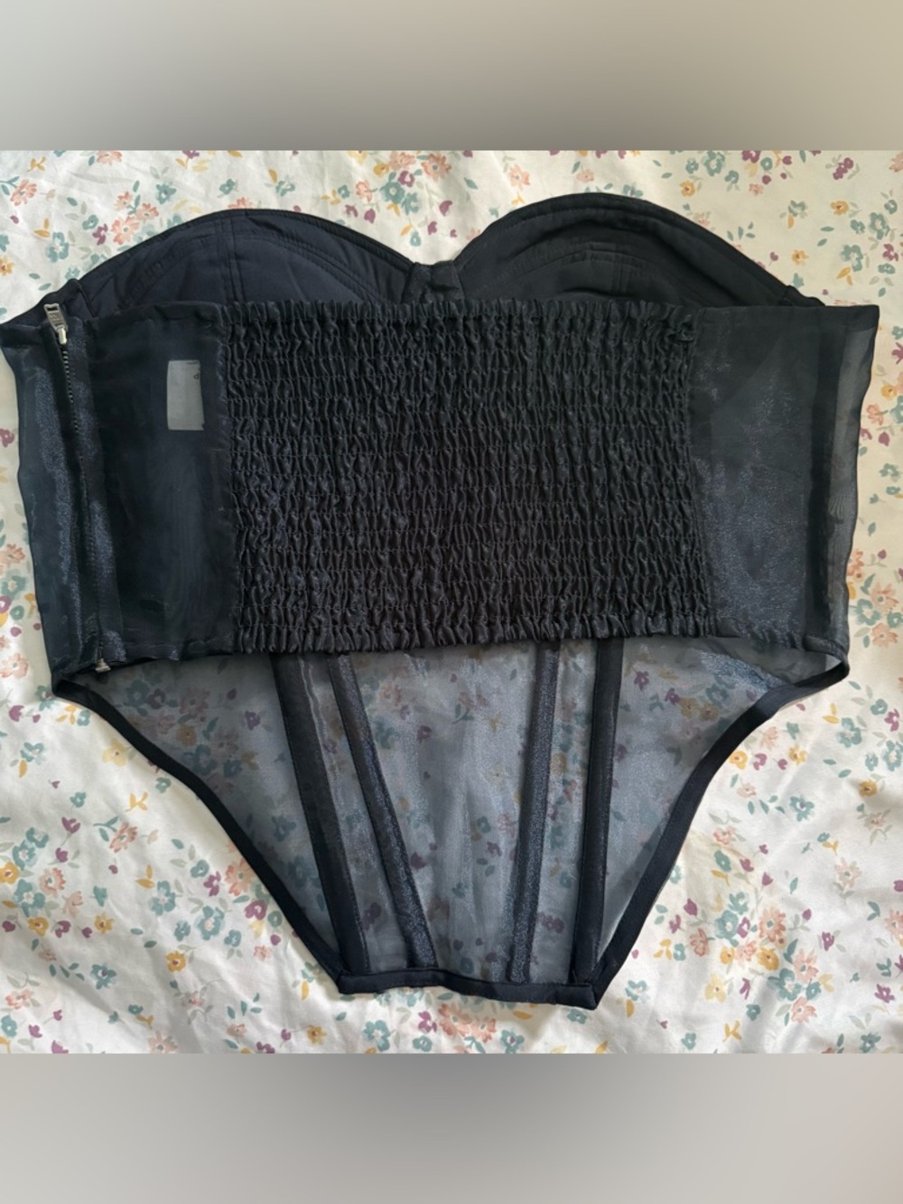 Sheer Navy Bustier Corset Top with Zipper - Picture 2 of 4
